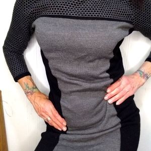 Dressbarn Medium Midi Sweater Dress Black and grey
